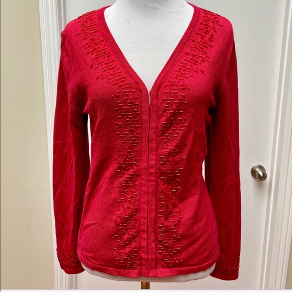 Covington Sweaters - Covington bead embellished cardigan
